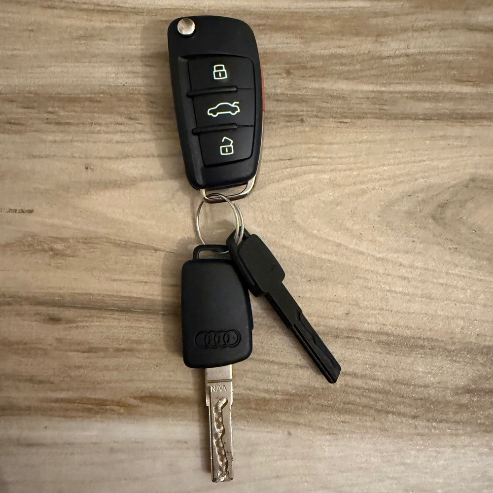 OEM Audi 3-Button Flip Key Remote Fob with Emergency Wallet Valet Key